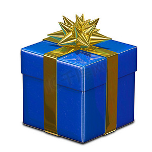 蓝色礼品盒的 3D 插图