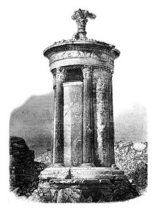合唱团摄影照片_Lysicrates 合唱团纪念碑，复古雕刻。