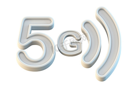 白色 5G 图标 3D