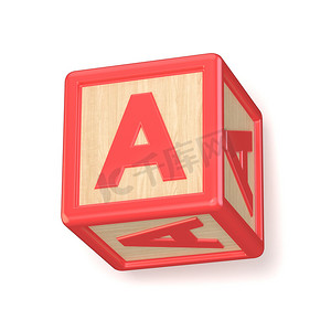 字母 A 木制字母块字体旋转。 