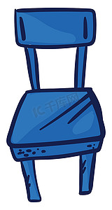 蓝色椅子，插图，白色背景上的矢量