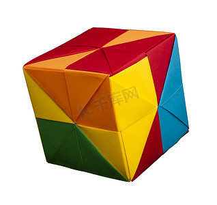 纸立方体折叠折纸风格。