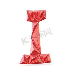 红色现代三角形字体字母 I.3D
