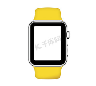 隔离黄带银色铝壳智能手表
