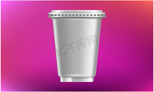 包装广告设计摄影照片_抽象背景下热饮杯的模拟插图