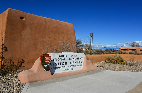 国家标准标志摄影照片_公园铭牌白沙国家纪念碑，新墨西哥州，美国