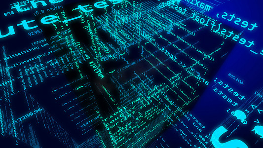 具有内部立方体和数字的未来网络空间