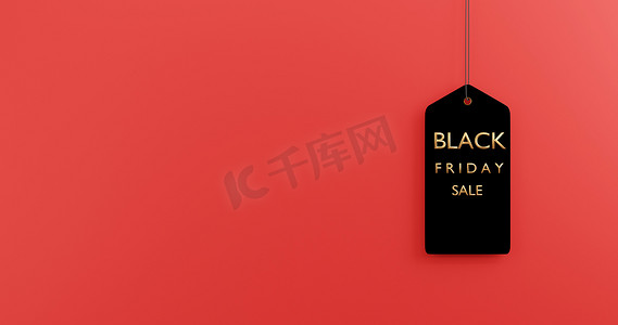 礼物图标优惠券摄影照片_黑色星期五销售标签和挂绳，黑色星期五设计创意礼物模板