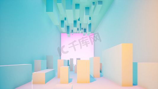 抽象七彩彩虹背景设计，3d 渲染