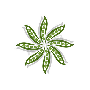绿豌豆荚星标志模板插图设计。