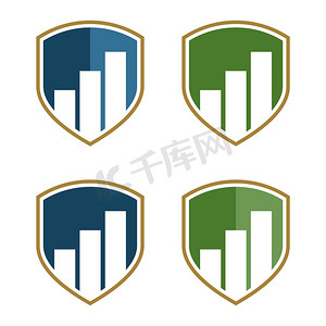 盾牌标志摄影照片_证券交易所盾牌标志模板插图设计。