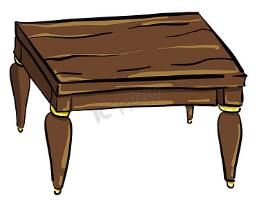 木桌，插图，白色背景上的矢量