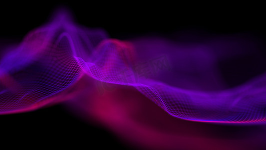 紫色技术音乐波背景。