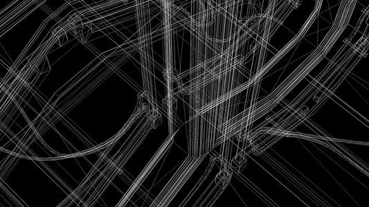 3d工厂模型摄影照片_3d 渲染-工业建筑的线框模型