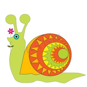 卡通蜗牛摄影照片_孤立在白色背景上的卡通蜗牛