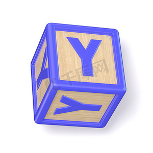 字母 Y 木制字母块字体旋转。 