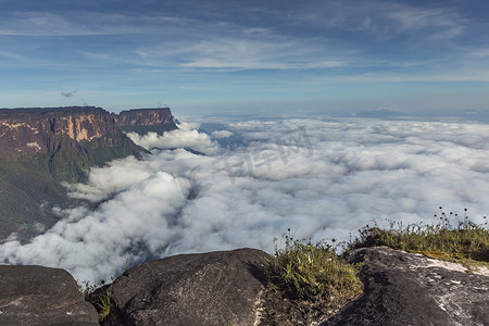 从 Roraima Tepui 上 The Mist - Venez 的景观