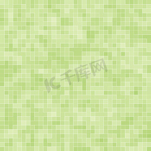 浴室地板摄影照片_抽象亮绿色方形像素瓷砖马赛克墙背景和纹理。