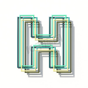 h字母创意设计摄影照片_三色线条字体 Letter H 3D