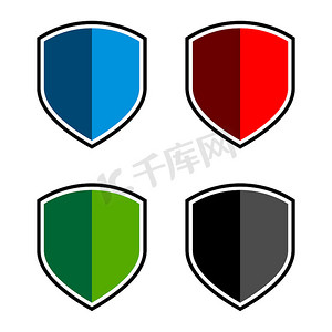 设置彩色盾牌标志模板插图设计。