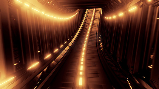 发光的幻想隧道走廊3d例证设计墙纸背景
