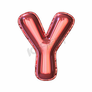 红色金属气球字体字母 Y 3D