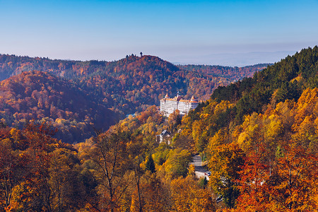 清池古镇摄影照片_Karlovy Vary (Karlsbad) 在秋天，捷克 Republi 的体系结构