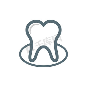 牙科标志摄影照片_牙齿牙科护理标志模板插图设计。