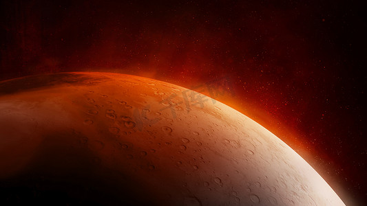 红色行星火星表面特写。