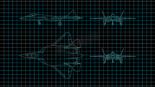 3D 插图-详细绘制的飞机设计技术图纸