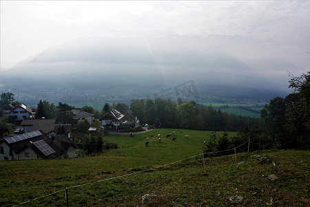从山上俯瞰列支敦士登的风景