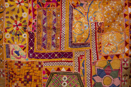亚洲拉贾斯坦邦的印度拼布地毯