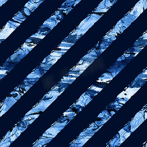 画笔描边线条纹几何 Grung 图案无缝在蓝色背景。 