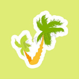 矢量树木背景摄影照片_热带棕榈岛