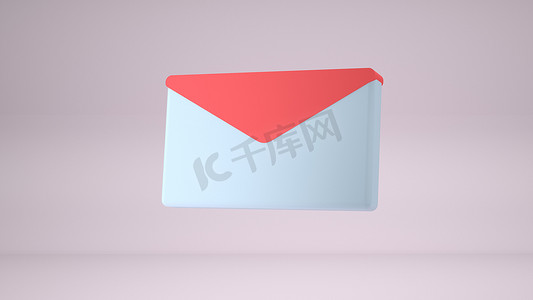 彩色信封，电子邮件图标 3D 渲染图像