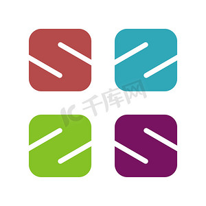 S 字母方形徽标模板插图设计。
