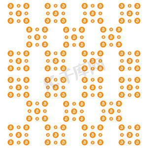 比特币橙色图标抽象背景。 
