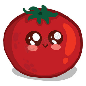 矢量番茄蔬菜摄影照片_可爱的红番茄，插图，白色背景上的矢量