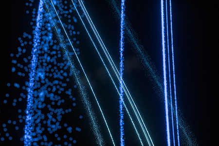 蓝色发光粒子，抽象背景，3d 渲染。