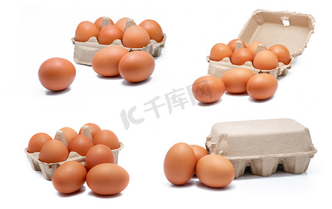在白色背景隔绝的纸盒的鸡蛋。
