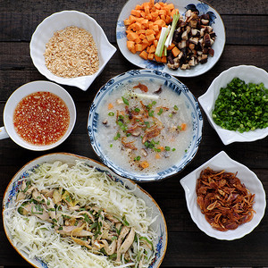 亚洲食物，鸡米粥，chao ga