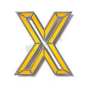 橙色金属线字体 Letter X 3D