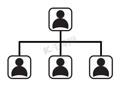 团队矢量摄影照片_白色背景上的业务管理网络层次结构图标。