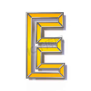 ..设计字体摄影照片_橙色金属线字体 Letter E 3D