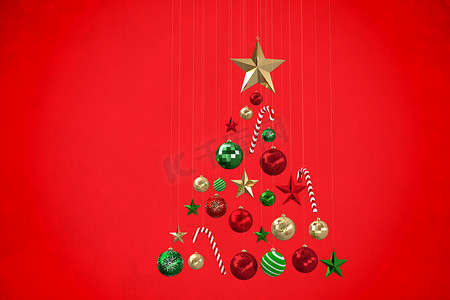 圣诞树形状的小玩意的合成图像