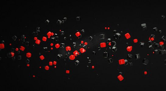 抽象红色原子纳米技术粒子背景3d renderi