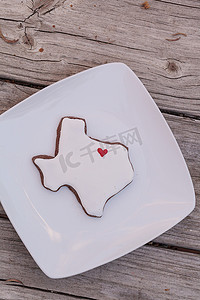 德克萨斯州形状的糖饼干