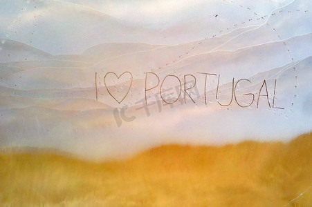 我爱夏季摄影照片_我爱写在沙滩上的葡萄牙