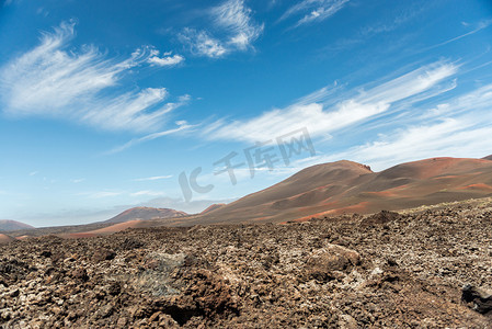兰萨罗特岛加那利岛蒂曼法亚国家公园的火山地形