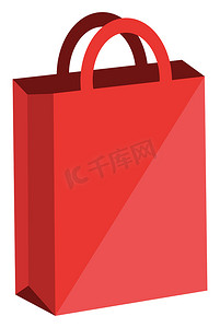 红色购物袋，插图，白色背景上的矢量